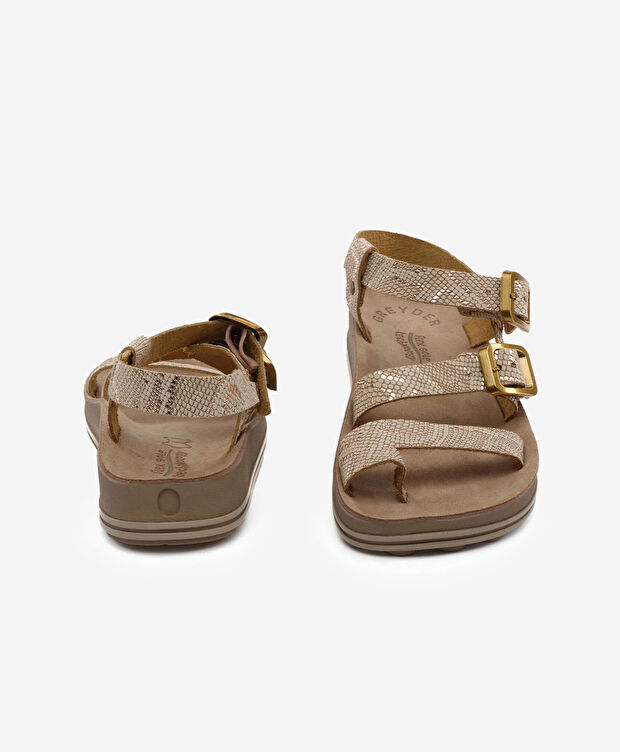 Kadın Pembe Yılan Hakiki Deri Sandalet - 7