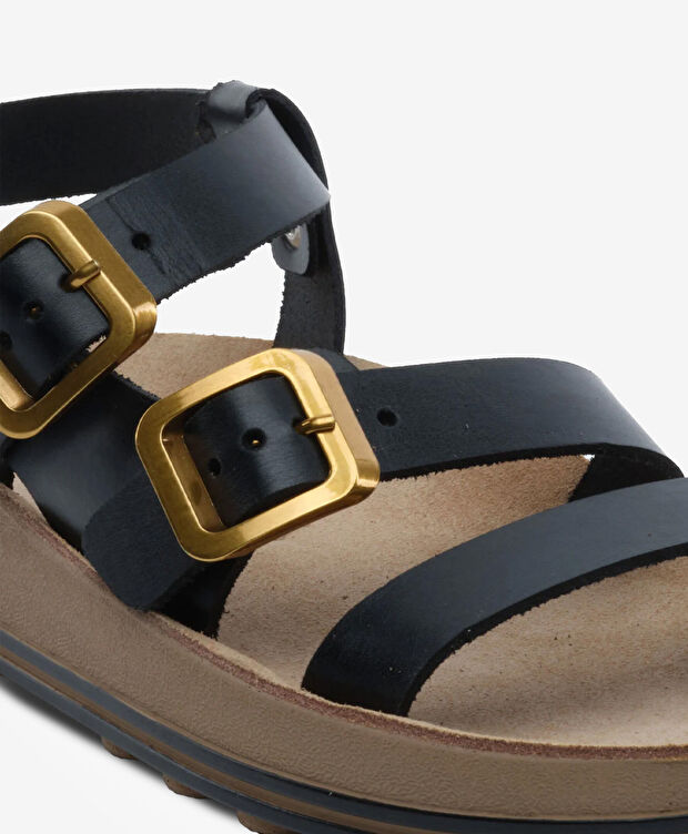 Kadın Siyah Hakiki Deri Sandalet - 5