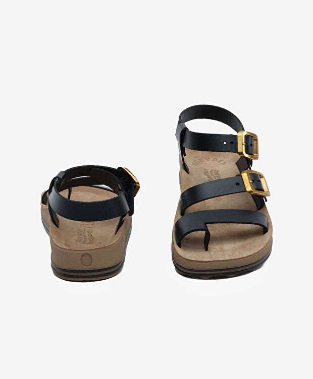 Kadın Siyah Hakiki Deri Sandalet - 7