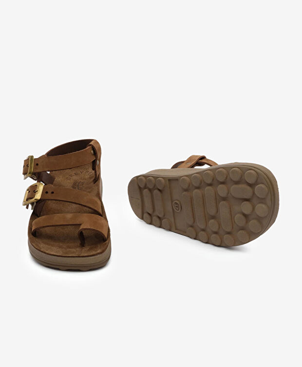 Kadın Sigaro Nubuk Hakiki Deri Sandalet - 6