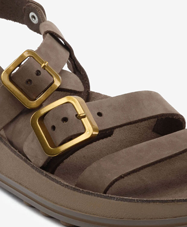 Kadın Kahverengi Nubuk Hakiki Deri Sandalet - 5