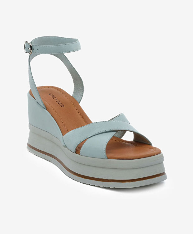 Kadın Mint  Hakiki Deri Topuklu Sandalet - 2