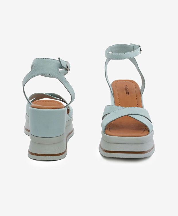 Kadın Mint  Hakiki Deri Topuklu Sandalet - 7