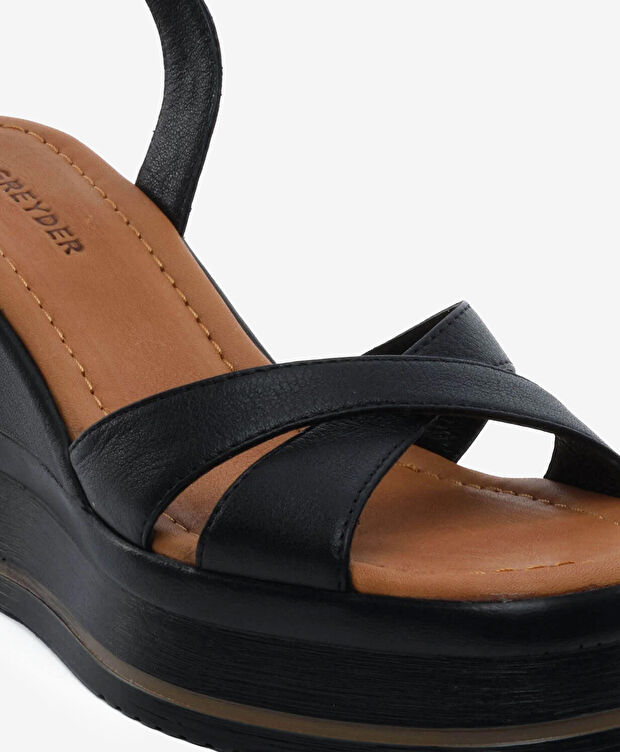 Kadın Siyah Hakiki Deri Topuklu Sandalet - 5