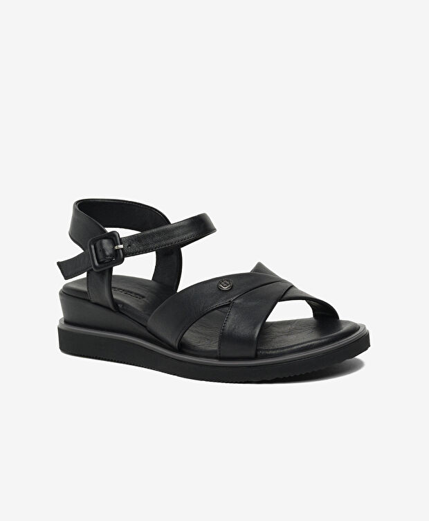 Kadın Siyah Hakiki Deri Sandalet - 2