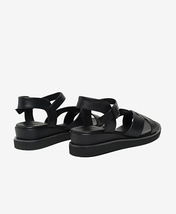 Kadın Siyah Hakiki Deri Sandalet - 4