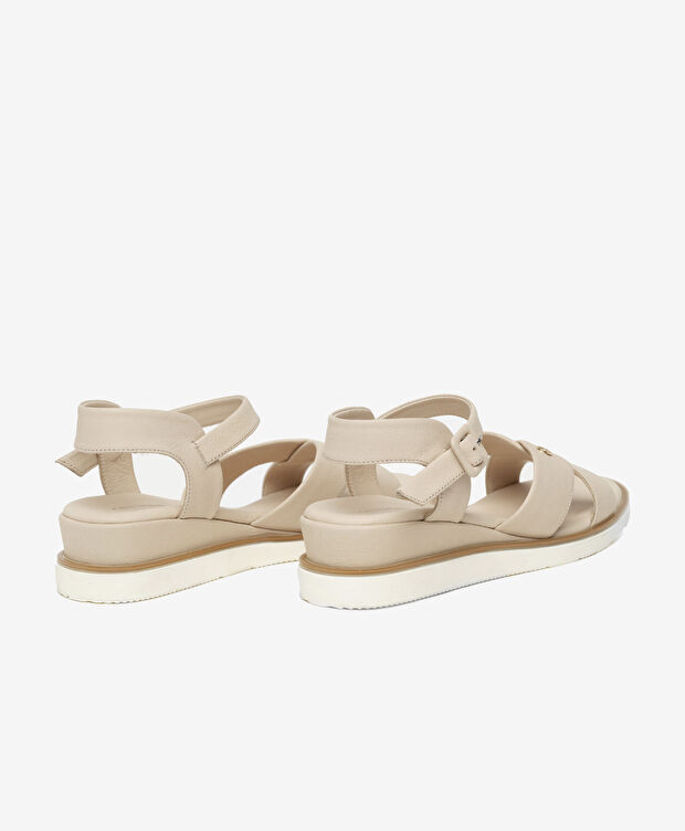 Kadın Bej Hakiki Deri Sandalet - 4