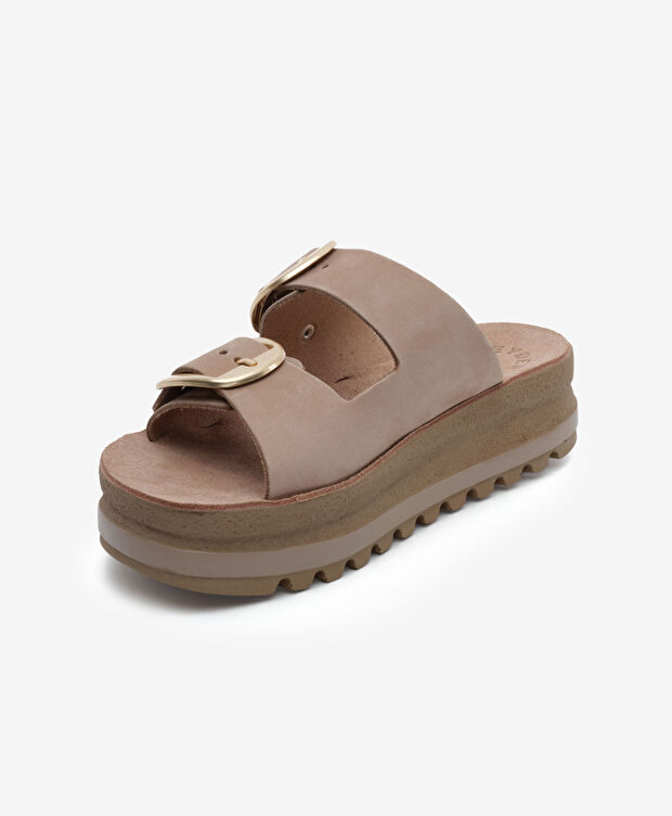 Kadın Açık Vizon Nubuk Hakiki Deri Terlik - 3