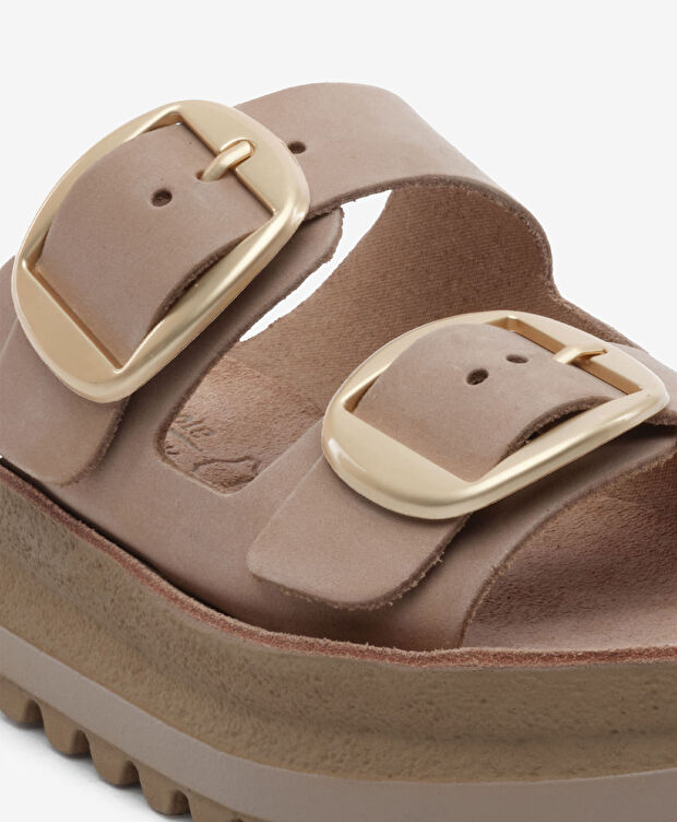 Kadın Açık Vizon Nubuk Hakiki Deri Terlik - 5