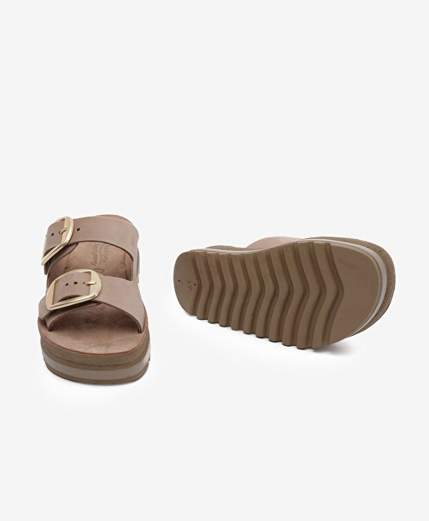 Kadın Açık Vizon Nubuk Hakiki Deri Terlik - 6