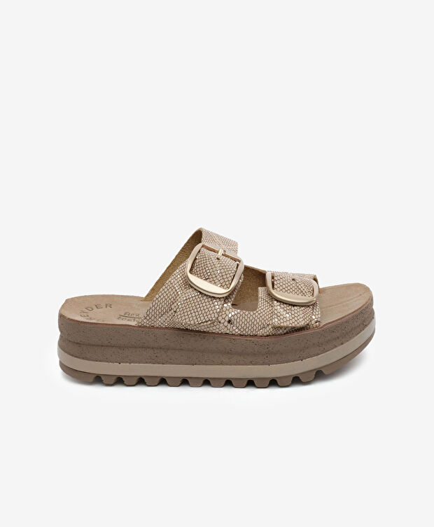 Kadın Pembe Yılan Hakiki Deri Terlik - 1