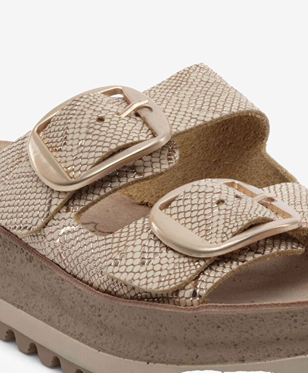 Kadın Pembe Yılan Hakiki Deri Terlik - 5