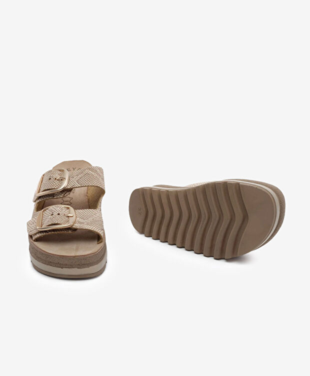 Kadın Pembe Yılan Hakiki Deri Terlik - 6