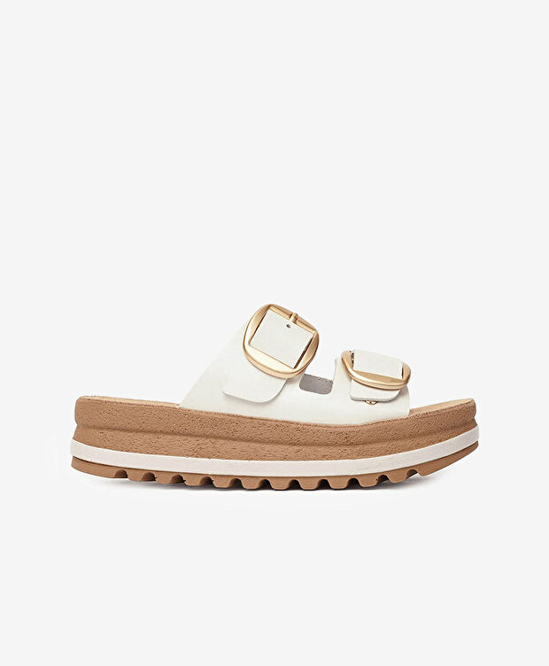 Kadın Beyaz Hakiki Deri Terlik - 1