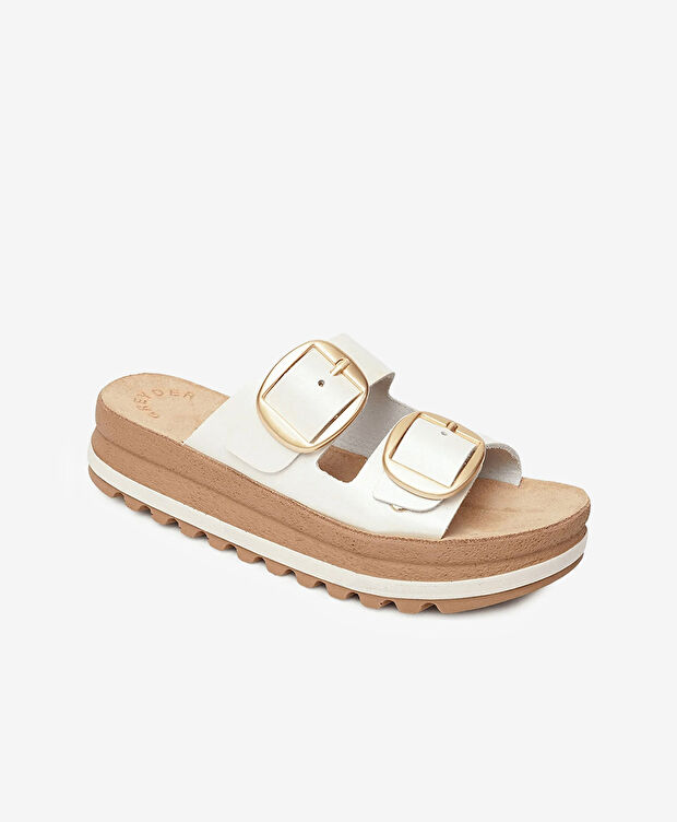 Kadın Beyaz Hakiki Deri Terlik - 2