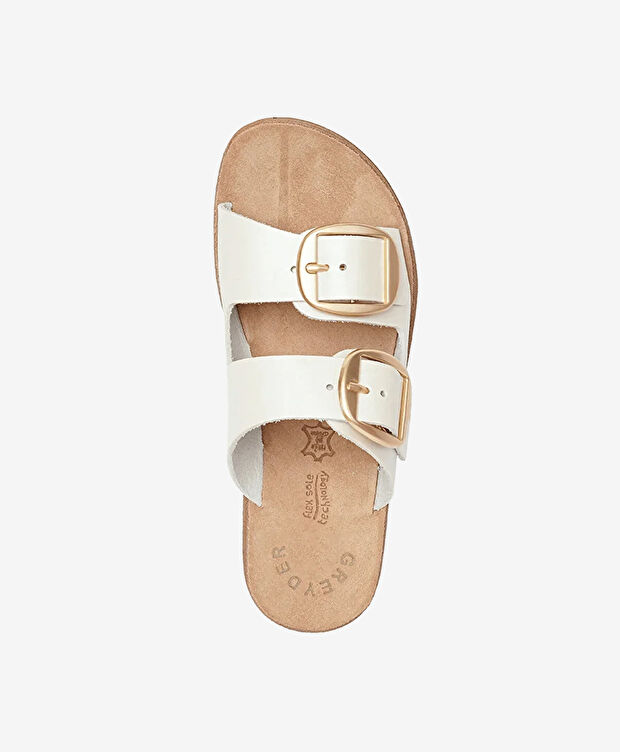 Kadın Beyaz Hakiki Deri Terlik - 4