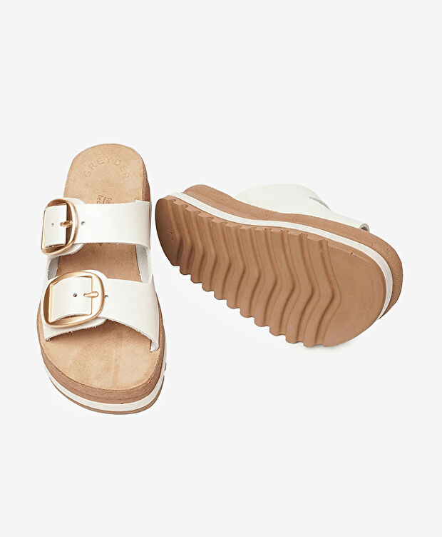 Kadın Beyaz Hakiki Deri Terlik - 6