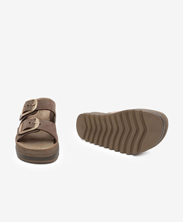 Kadın Kahverengi Nubuk Hakiki Deri Terlik - 6