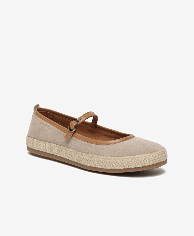 Kadın Bej Hakiki Deri Babet - 2