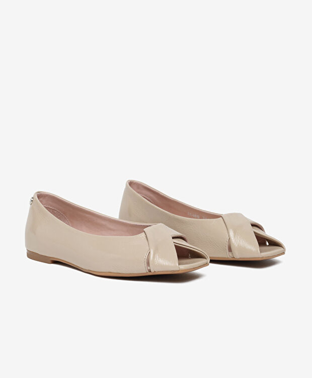 Kadın Bej Hakiki Deri Babet - 3