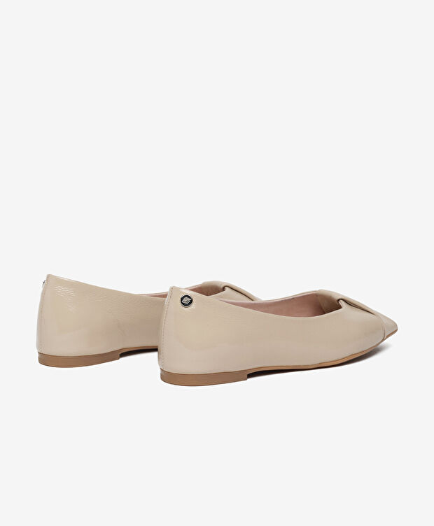 Kadın Bej Hakiki Deri Babet - 4