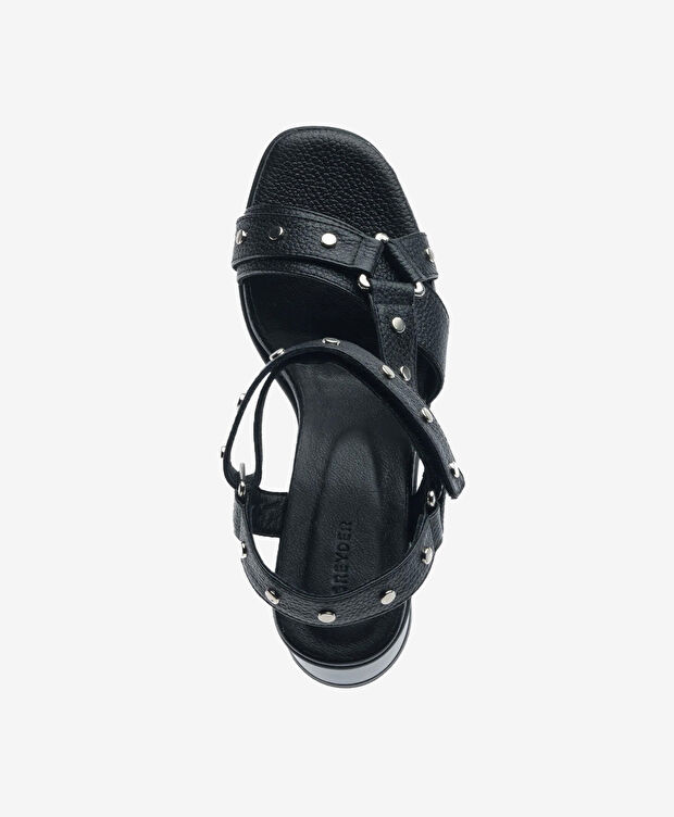 Kadın Siyah Hakiki Deri Topuklu Sandalet - 4