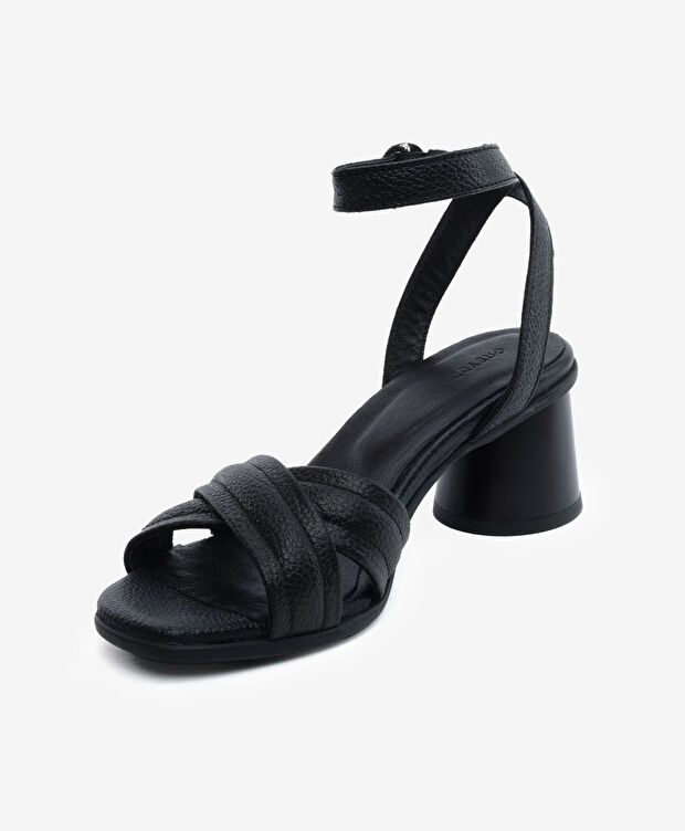 Kadın Siyah Hakiki Deri Topuklu Sandalet - 3