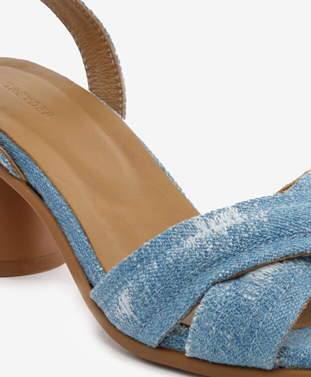 Kadın Mavi Topuklu Sandalet - 5