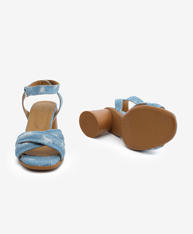 Kadın Mavi Topuklu Sandalet - 6