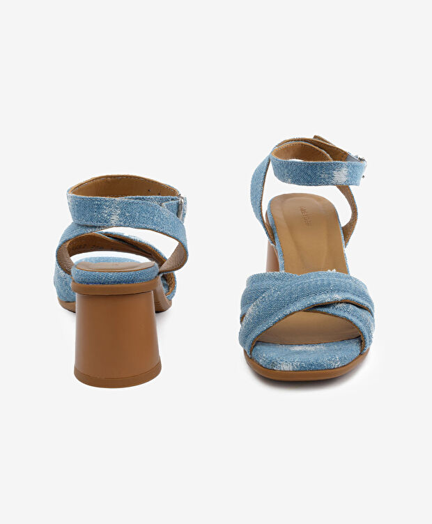 Kadın Mavi Topuklu Sandalet - 7