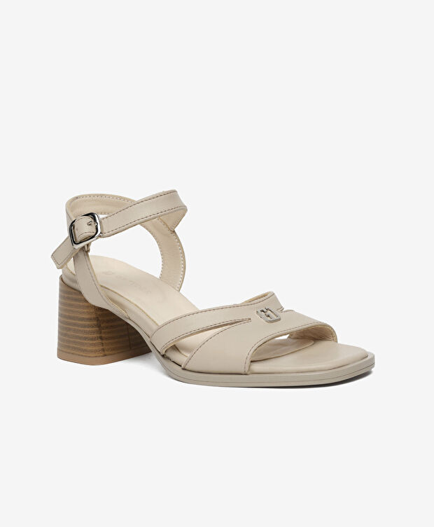 Kadın Vizon Hakiki Deri Topuklu Sandalet - 2