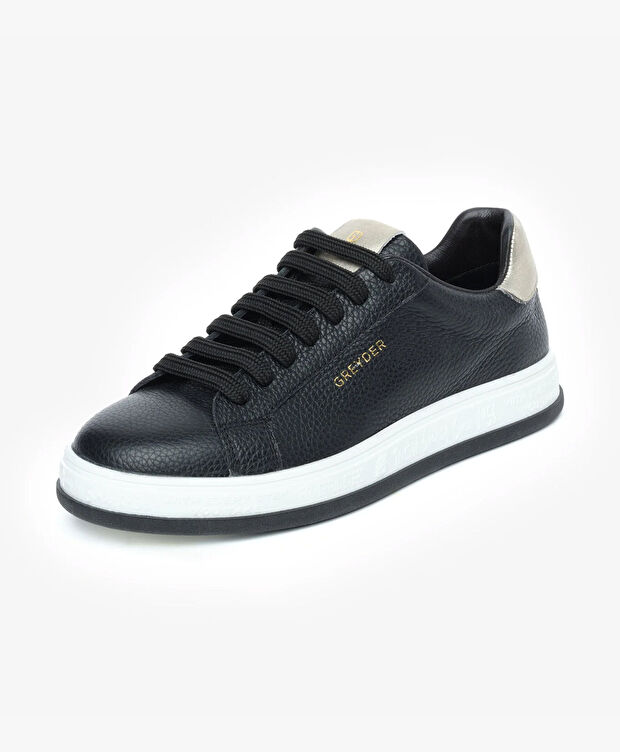 Kadın Siyah Hakiki Deri Sneaker Ayakkabı - 2