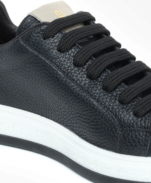 Kadın Siyah Hakiki Deri Sneaker Ayakkabı - 5