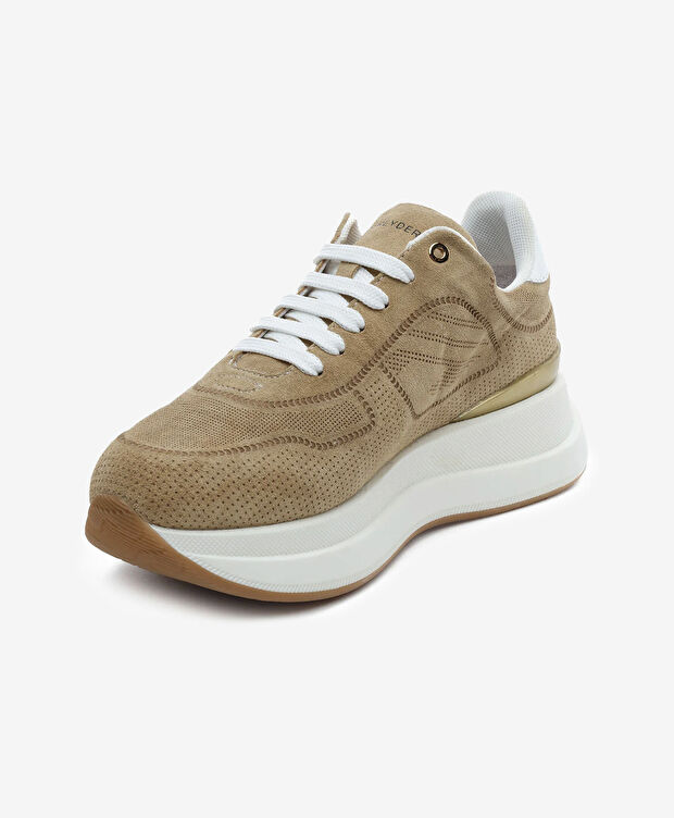 Kadın Bej Hakiki Deri Sneaker Ayakkabı - 3