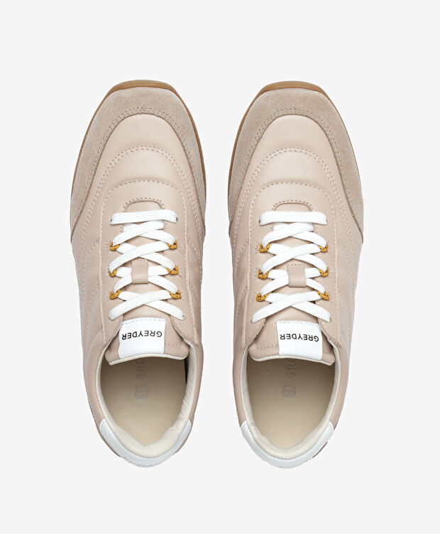 Kadın Bej Hakiki Deri Sneaker Ayakkabı - 5