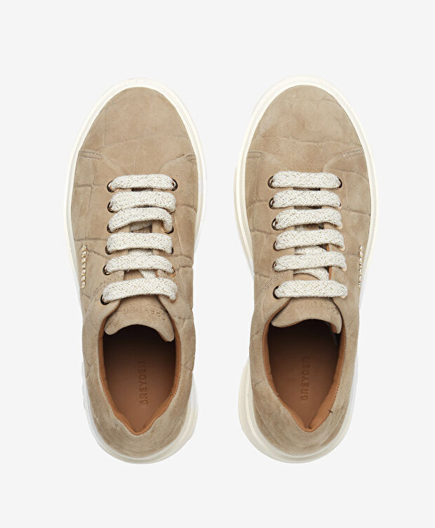 Kadın Bej Hakiki Deri Sneaker Ayakkabı - 5