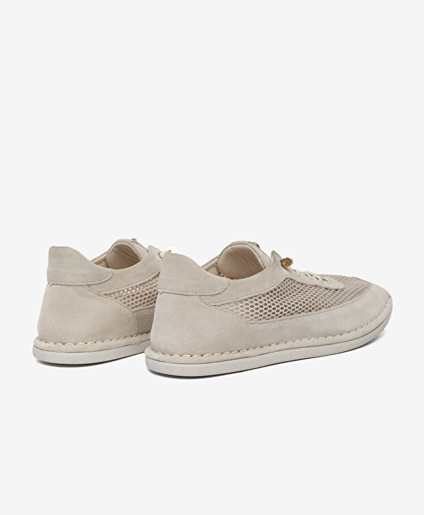 Kadın Bej Süet Hakiki Deri Casual Ayakkabı - 4