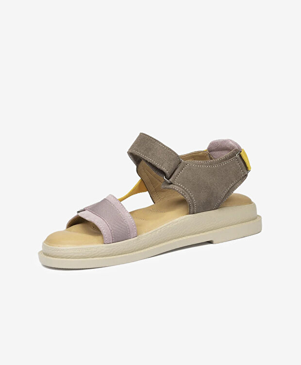 Kadın Vizon Süet Hakiki Deri Spor Sandalet - 3