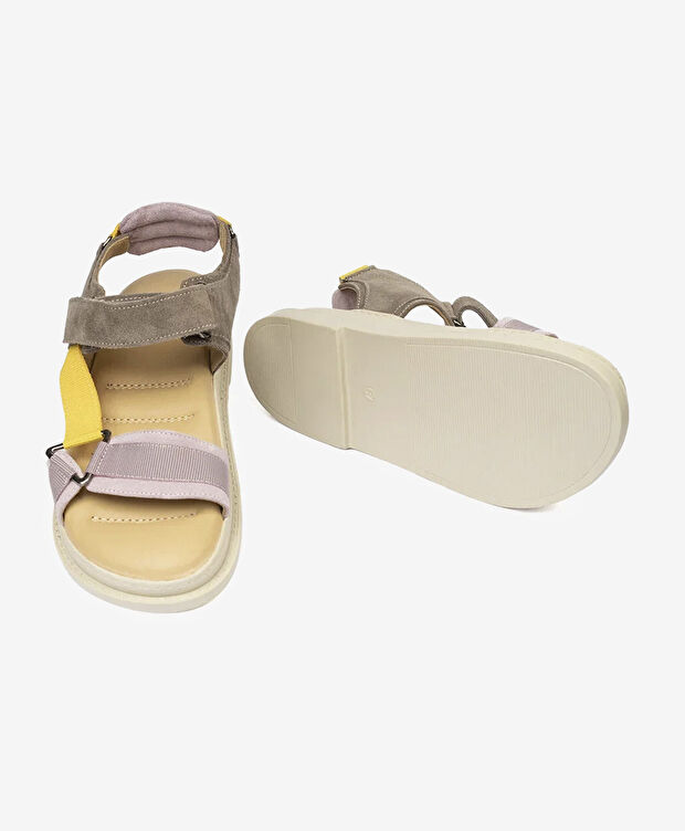 Kadın Vizon Süet Hakiki Deri Spor Sandalet - 6