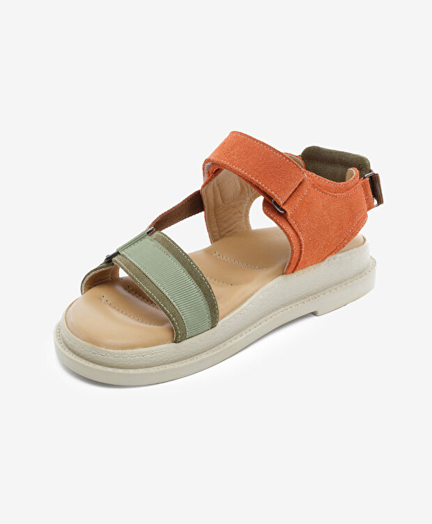 Kadın Çağla Kiremit Süet Hakiki Deri Spor Sandalet - 3