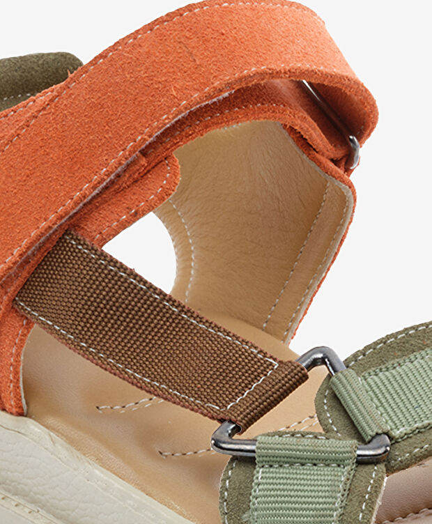 Kadın Çağla Kiremit Süet Hakiki Deri Spor Sandalet - 5