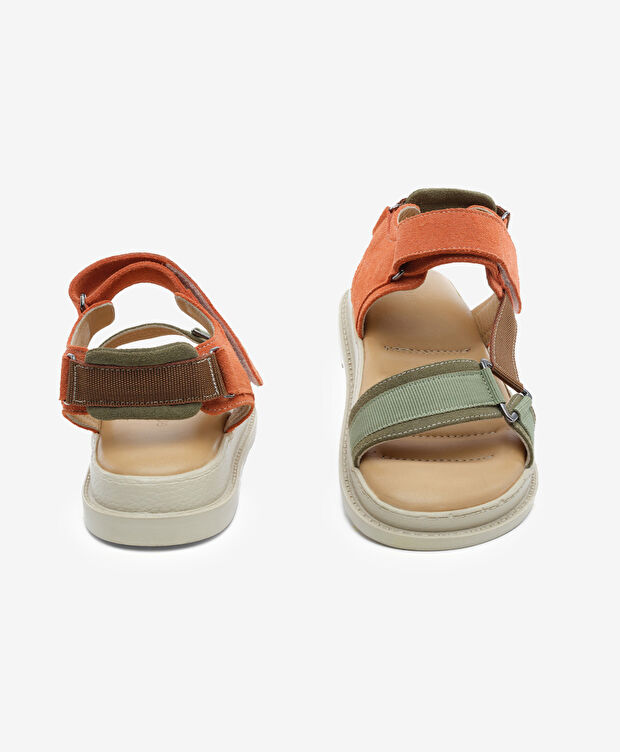 Kadın Çağla Kiremit Süet Hakiki Deri Spor Sandalet - 7