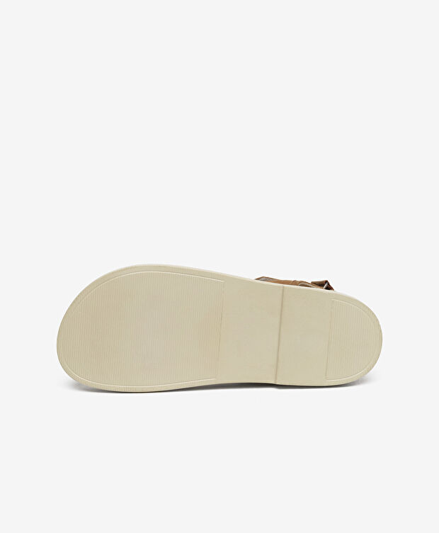 Kadın Bej Taba Süet Hakiki Deri Spor Sandalet - 6