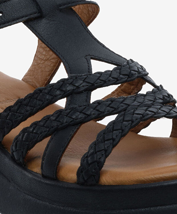 Kadın Siyah Hakiki Deri Sandalet - 5