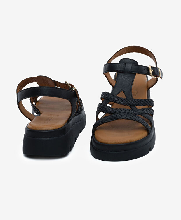 Kadın Siyah Hakiki Deri Sandalet - 7