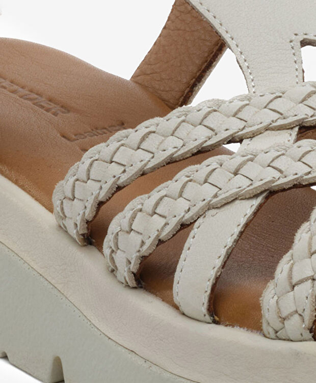 Kadın Kirli Beyaz Hakiki Deri Sandalet - 5