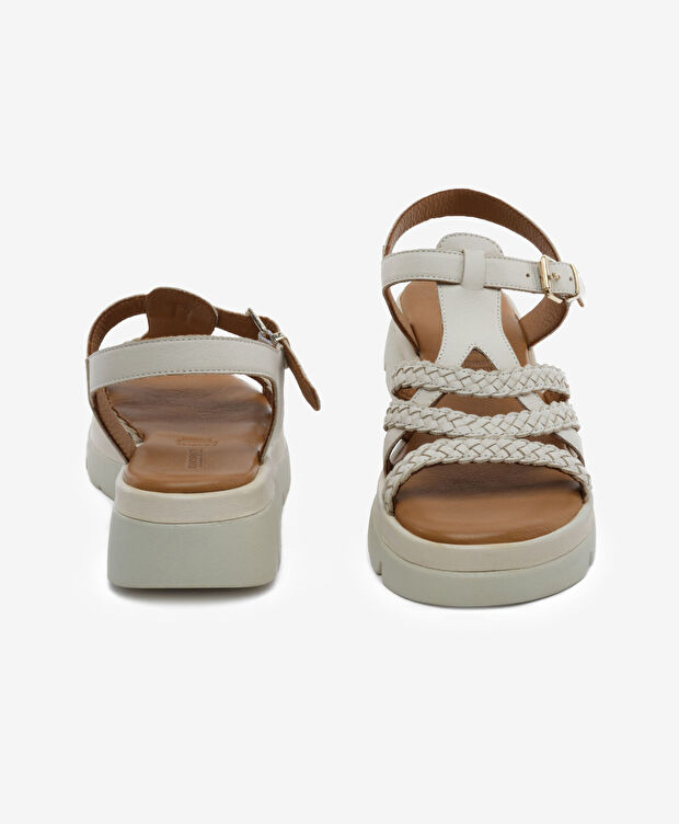 Kadın Kirli Beyaz Hakiki Deri Sandalet - 7