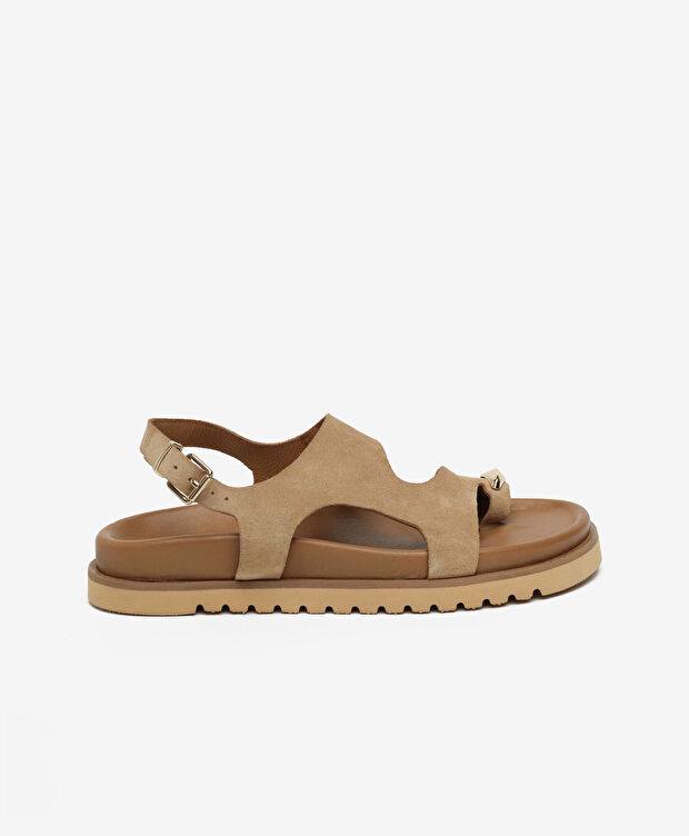 Kadın Deve Tüyü Süet Hakiki Deri Sandalet - 1