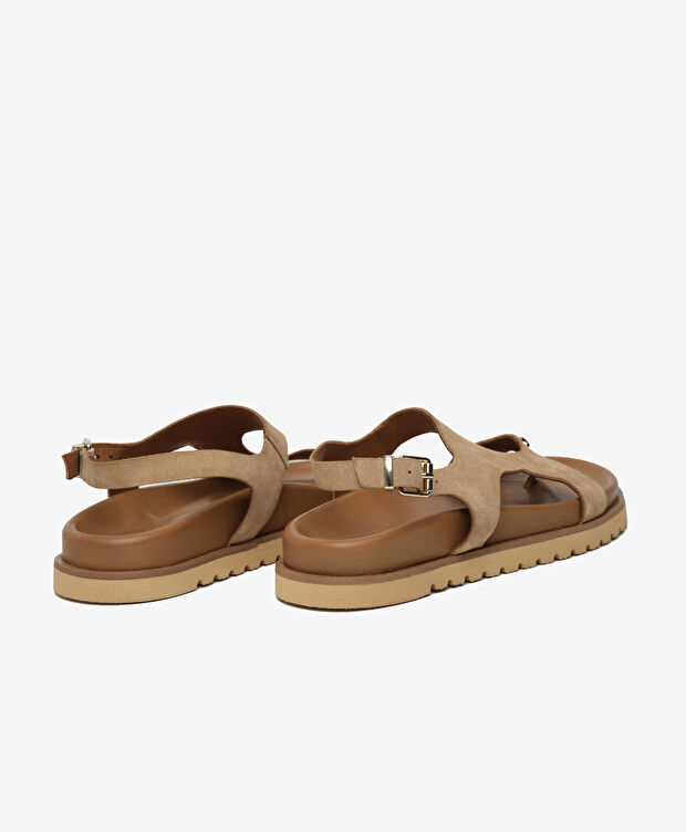 Kadın Deve Tüyü Süet Hakiki Deri Sandalet - 4