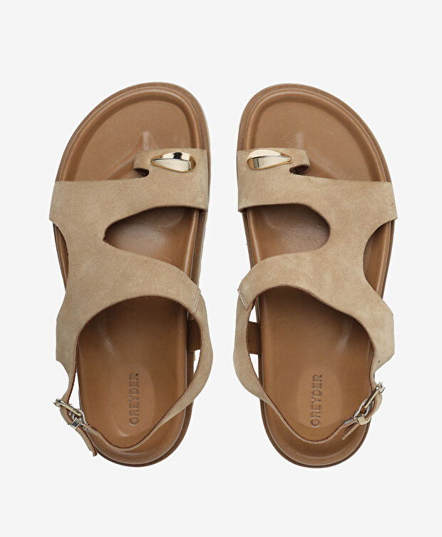 Kadın Deve Tüyü Süet Hakiki Deri Sandalet - 5